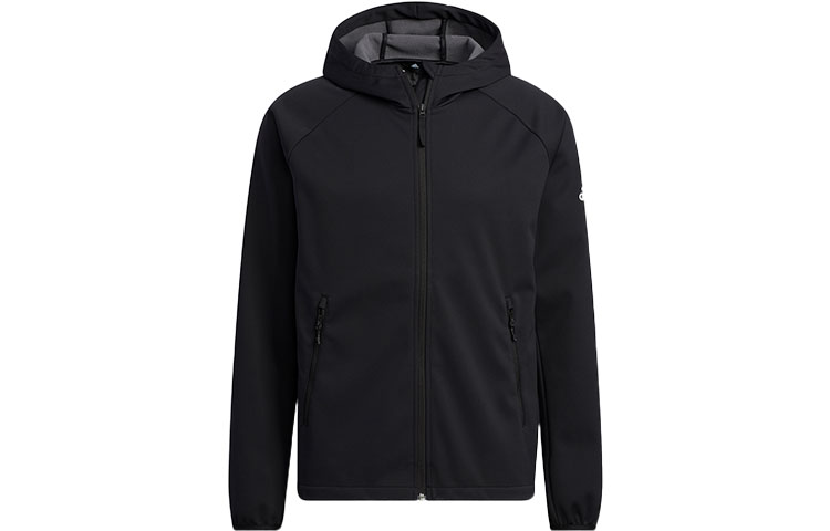 adidas Softshell Logo Fleece Hoodie Jacket Black Outdoor Sportswear H13799