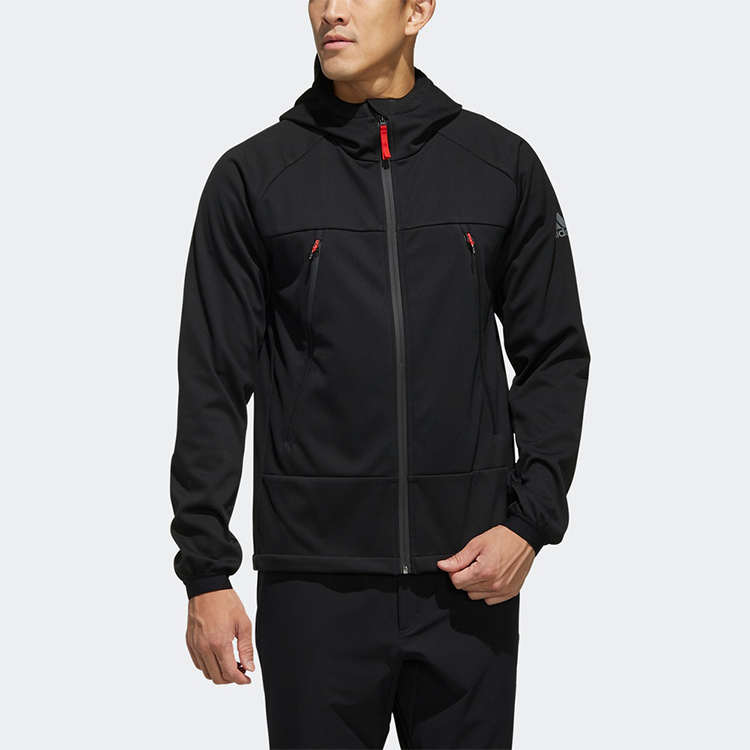 Shop adidas Softshell Outdoor Hooded Jacket Black Casual Sportswear EH3945