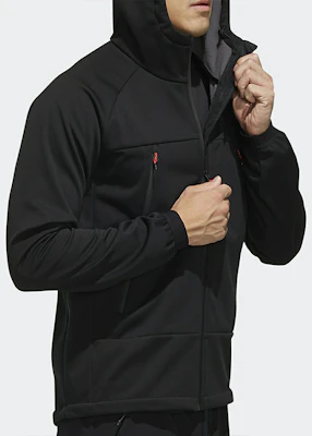 adidas Softshell Outdoor Hooded Jacket Black Casual Sportswear EH3945 Details for adidas Softshell Outdoor Hooded Jacket Black Casual Sportswear EH3945