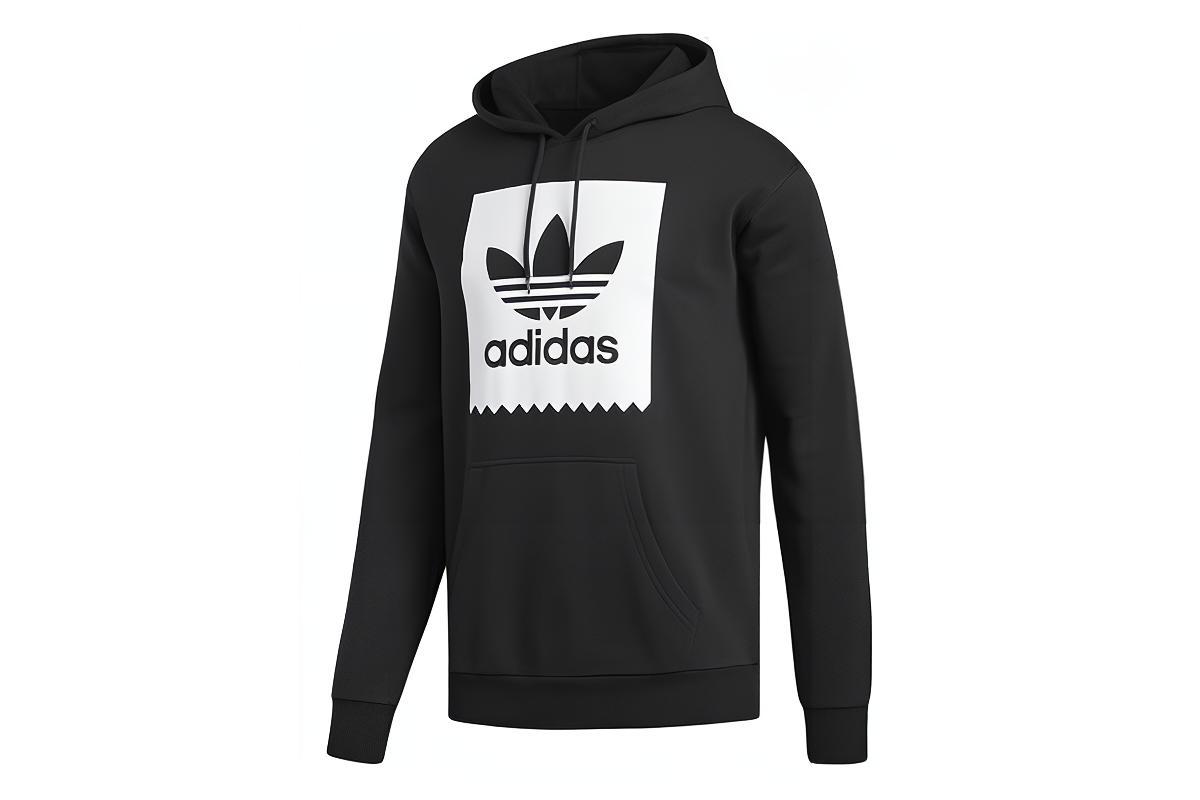 adidas Solid BB Hood Pullover Hoodie Black Retro College Style CW2358