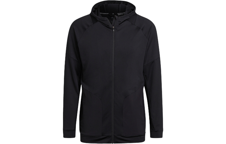 adidas Solid Black Athletic Fitness Hooded Jacket HC4214