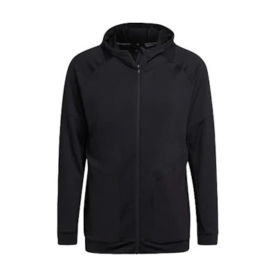 adidas Solid Black Athletic Fitness Hooded Jacket HC4214