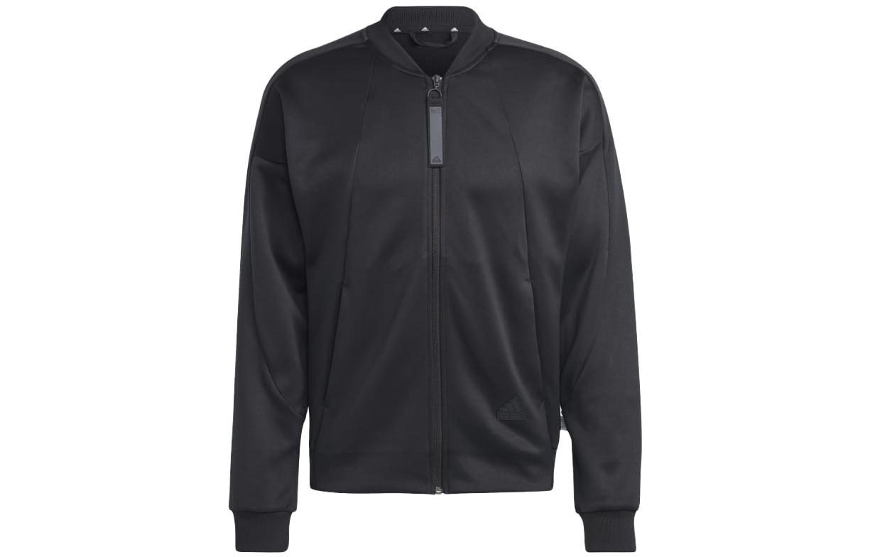 adidas Solid Black Casual Zip-Up Jacket Long Sleeve IC6705