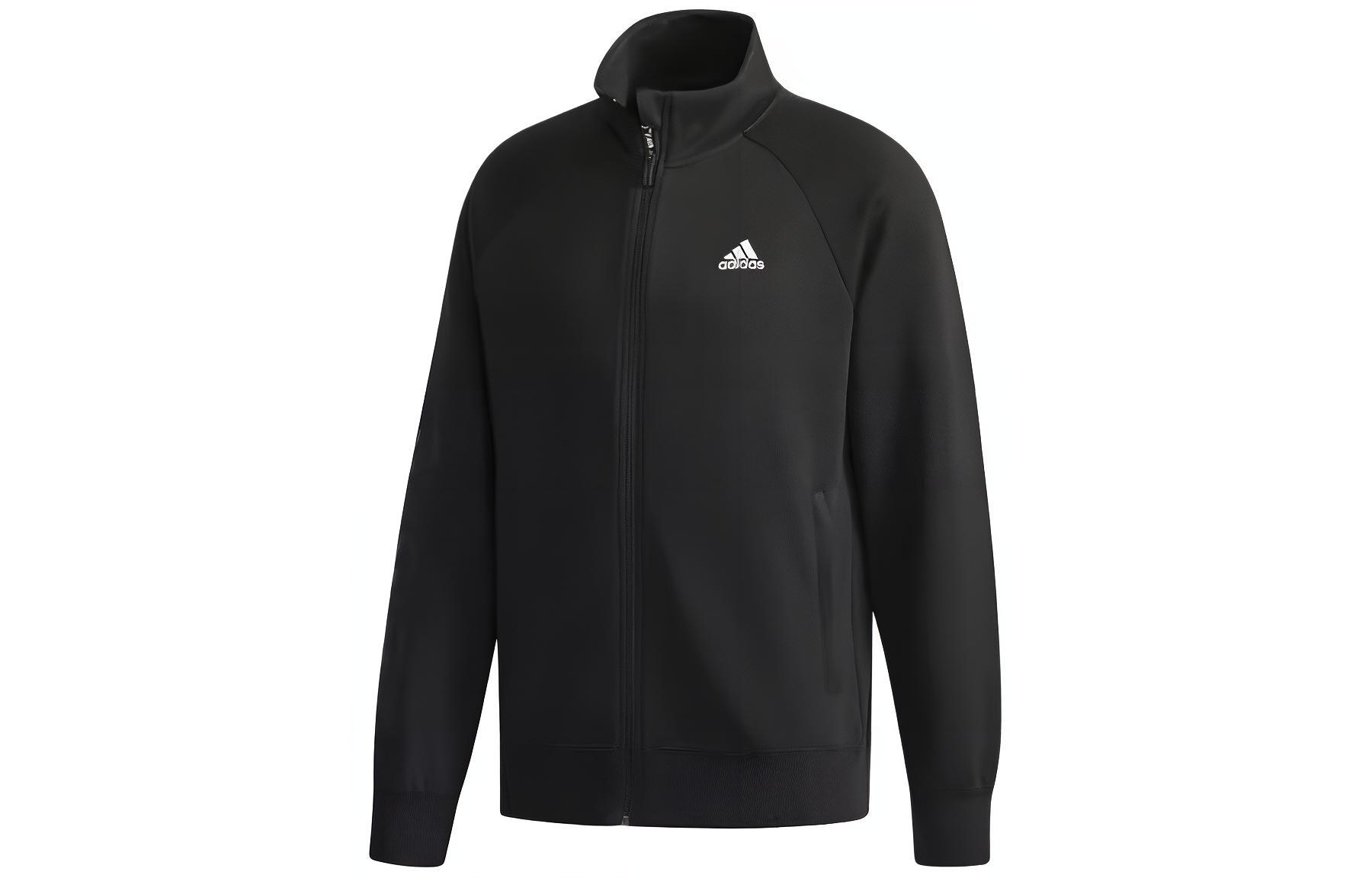 adidas Solid Black Knitted Stand Collar Track Jacket CX4977