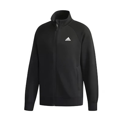 adidas Solid Black Knitted Stand Collar Track Jacket CX4977
