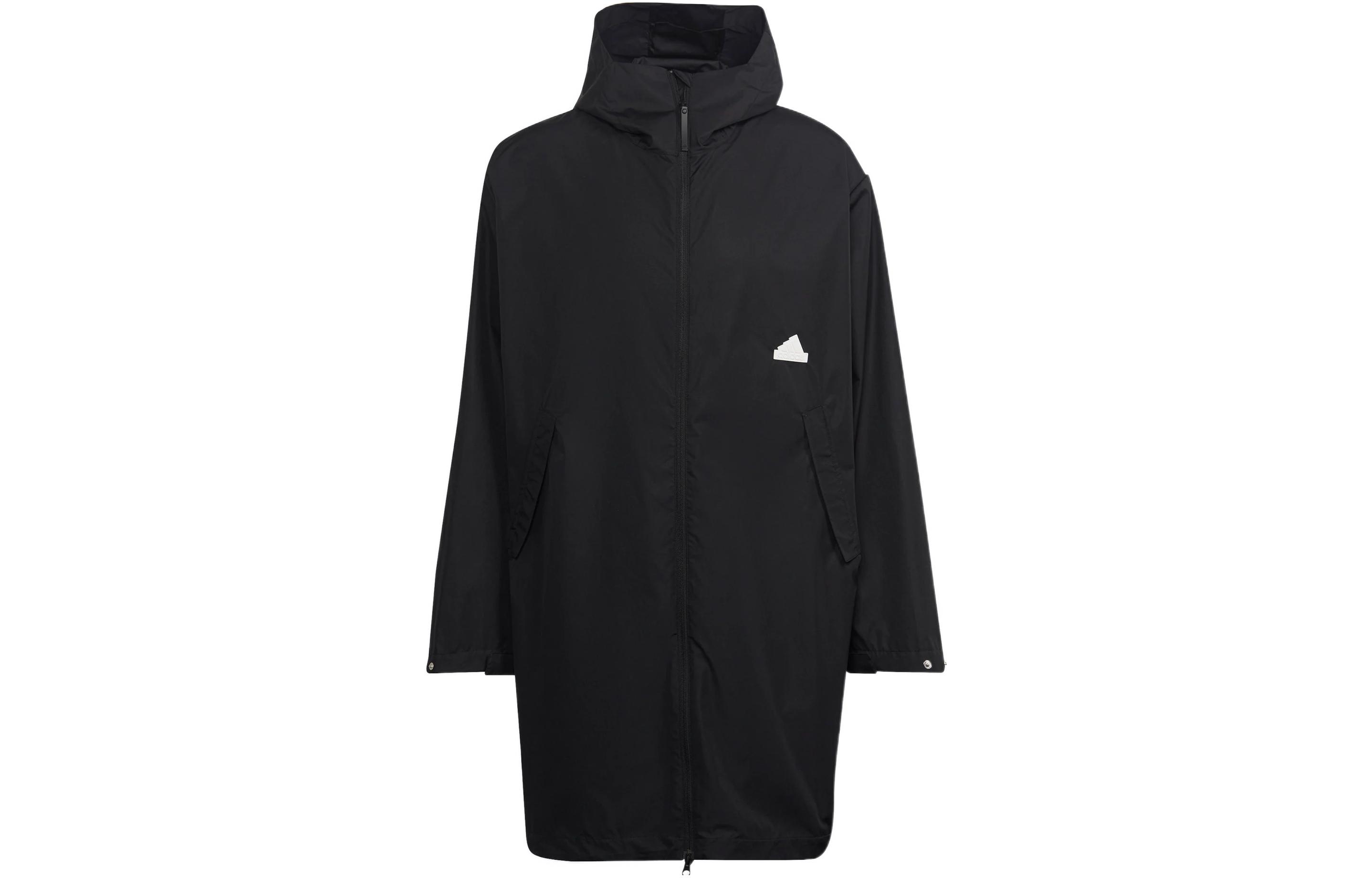 adidas Solid Black Logo Hoodie Jacket HG2075