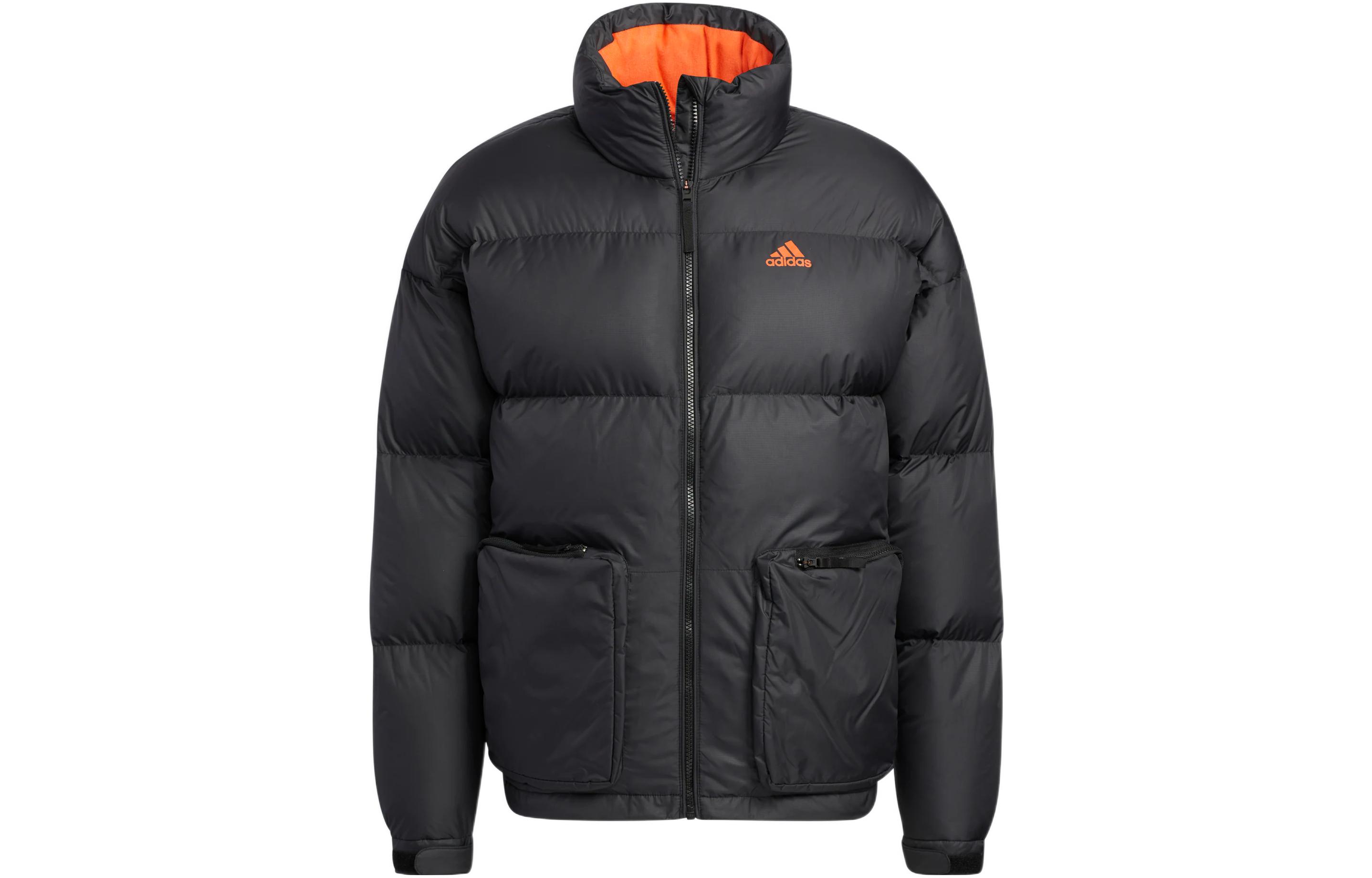 Buy adidas Solid Black Puffer Jacket with Logo Print Unisex HN2102