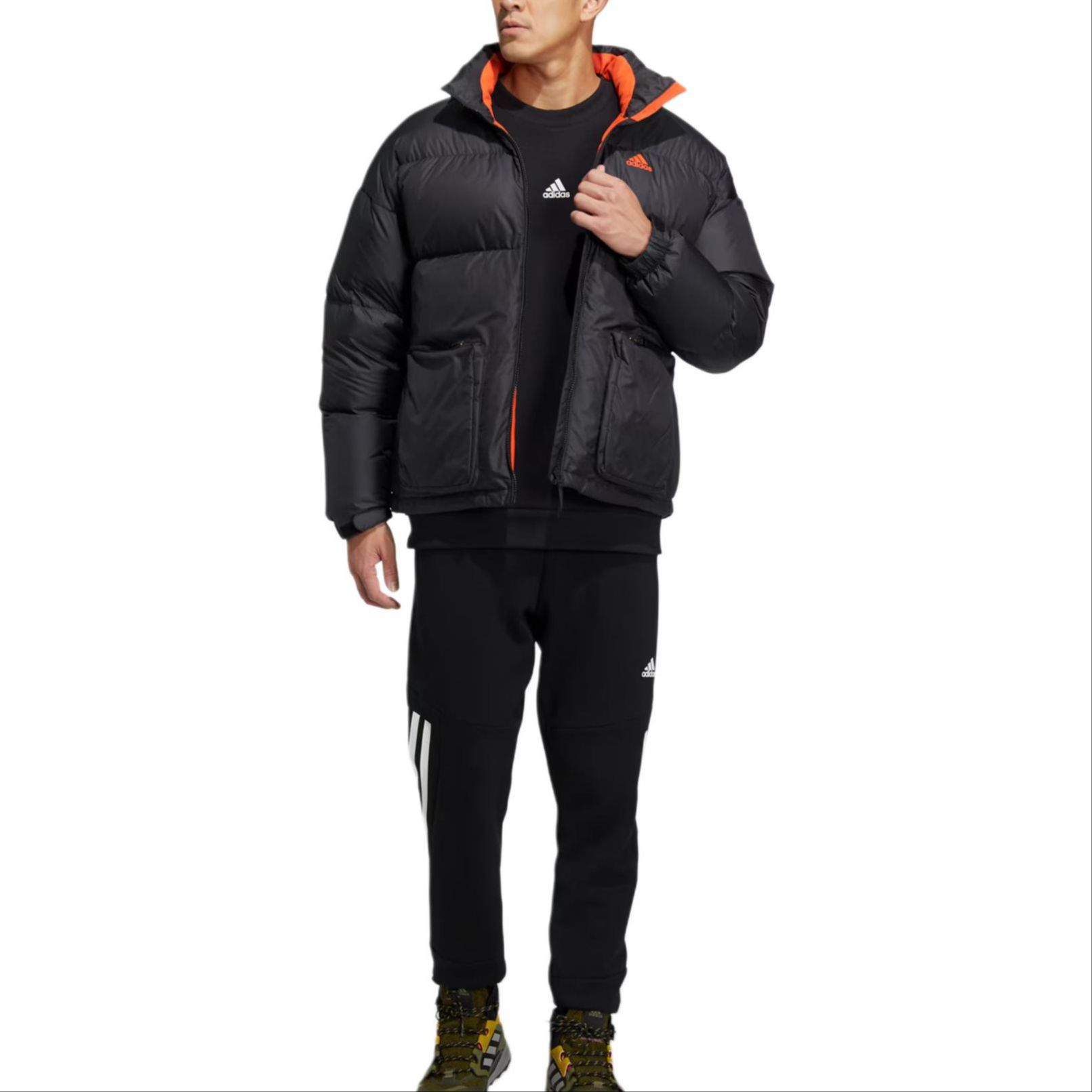 Details for adidas Solid Black Puffer Jacket with Logo Print Unisex HN2102