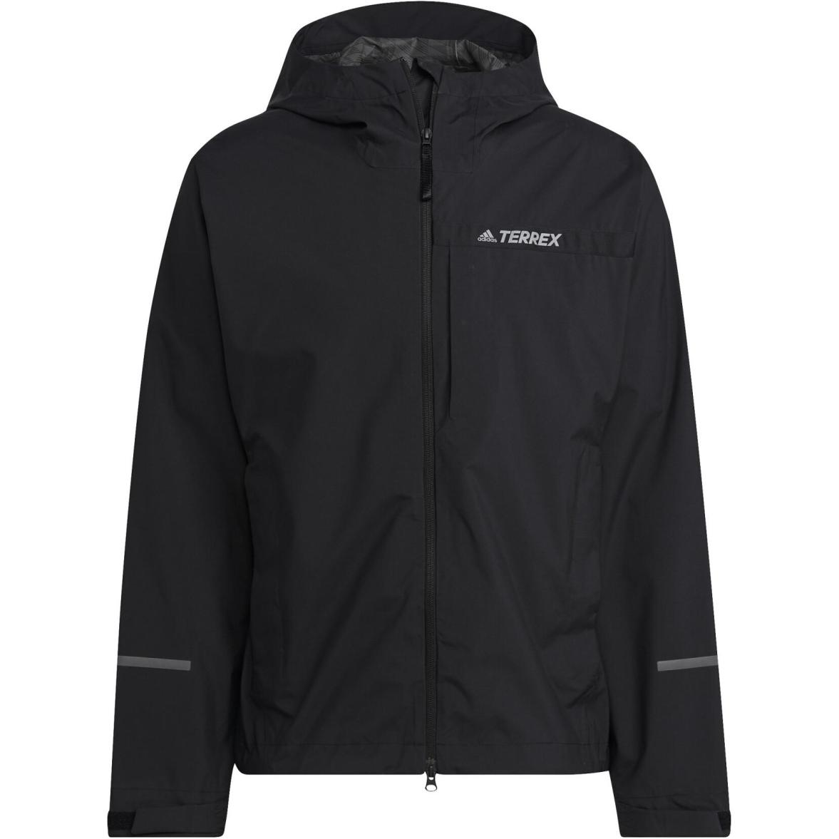 adidas Solid Black Waterproof Hooded Zip-Up Jacket HF3274