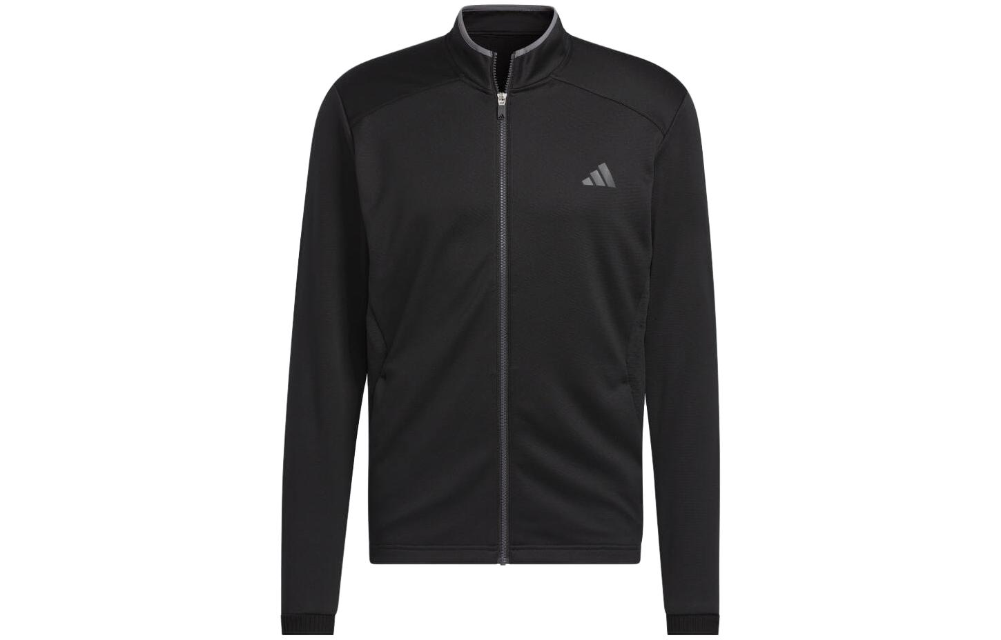 adidas Solid Black Zip-Up Polo Collar Jacket HZ3208