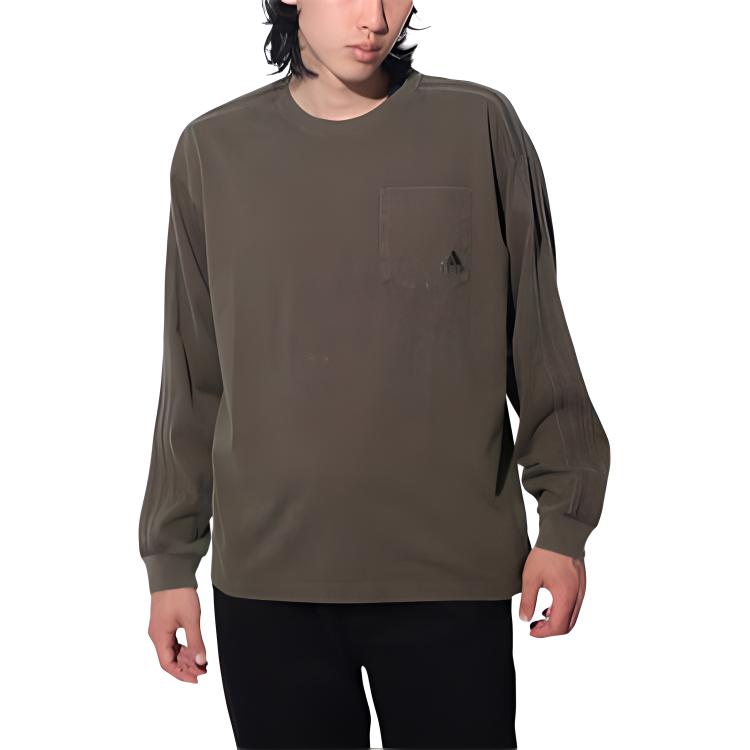 adidas Solid Brown Crewneck Long Sleeve Sweatshirt JE0947