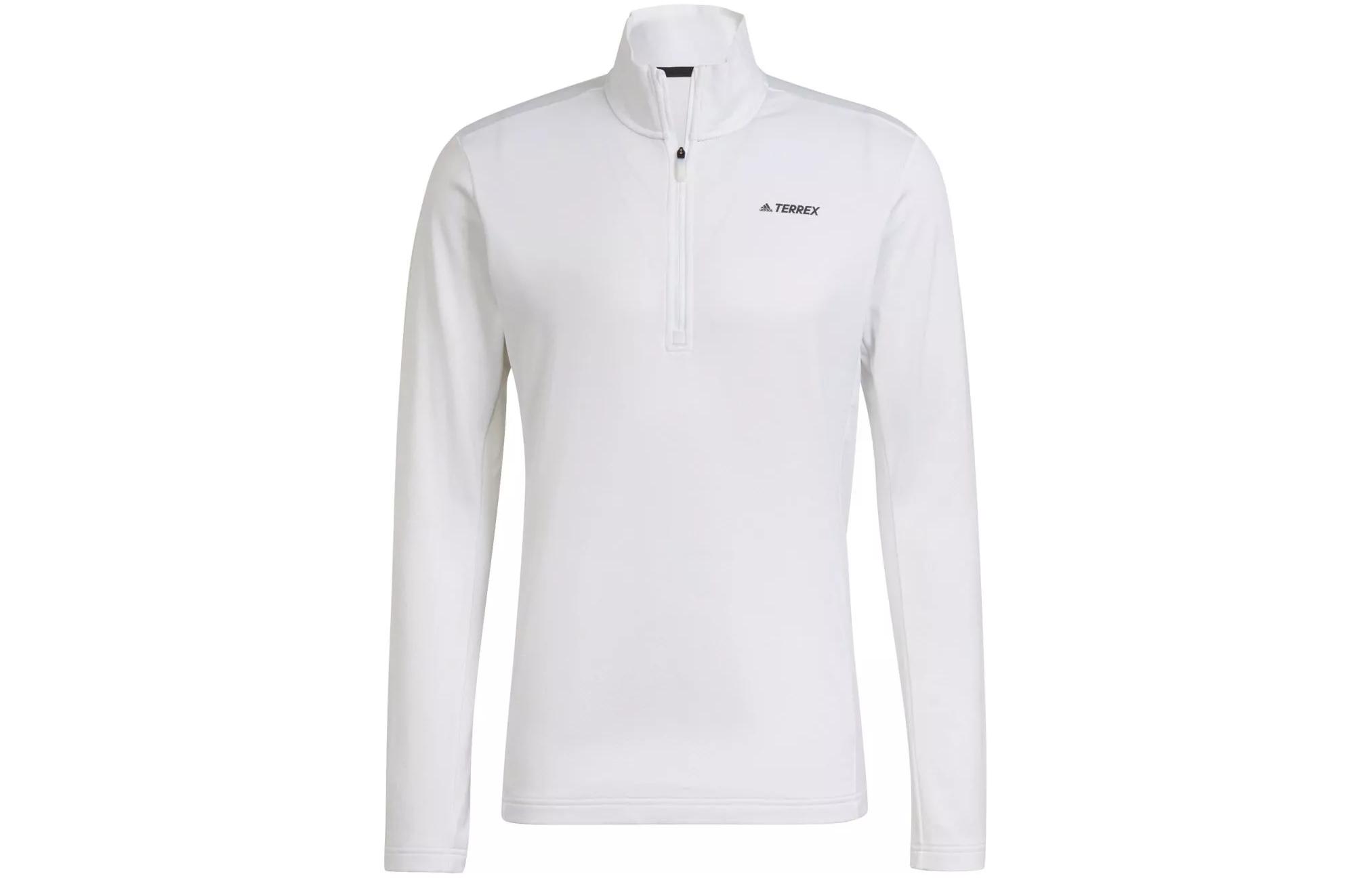 adidas Solid Color 1/2 Zip Fleece Sweatshirt White HI3613