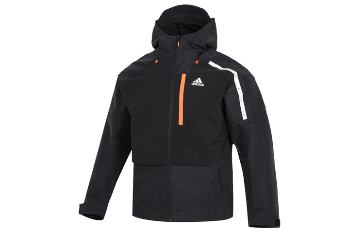 adidas Solid Color Black Hooded Woven Long-Sleeve Jacket HM5165