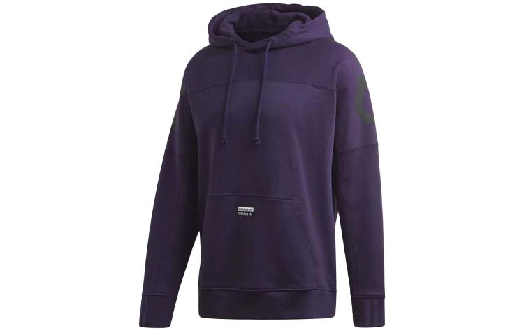 adidas Solid Color Casual Hooded Pullover Sweatshirt Purple FK3261