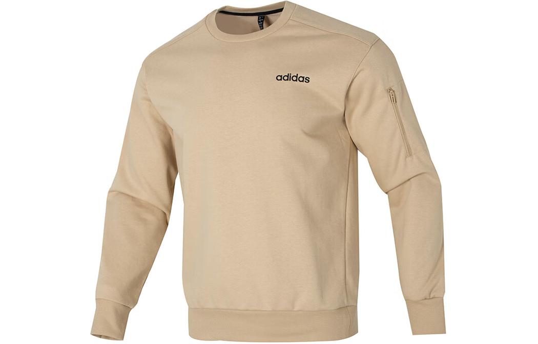 adidas Solid Color Crewneck Casual Long-Sleeve Sweatshirt Khaki JF3221