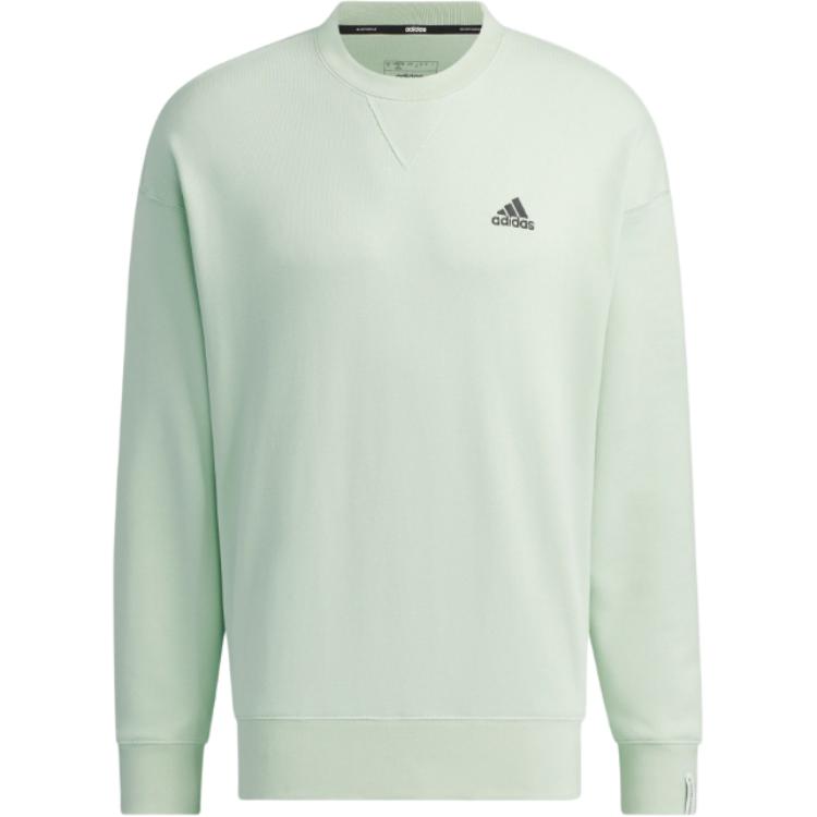 adidas Solid Color Crewneck Logo Sweatshirt Light Green JF3975