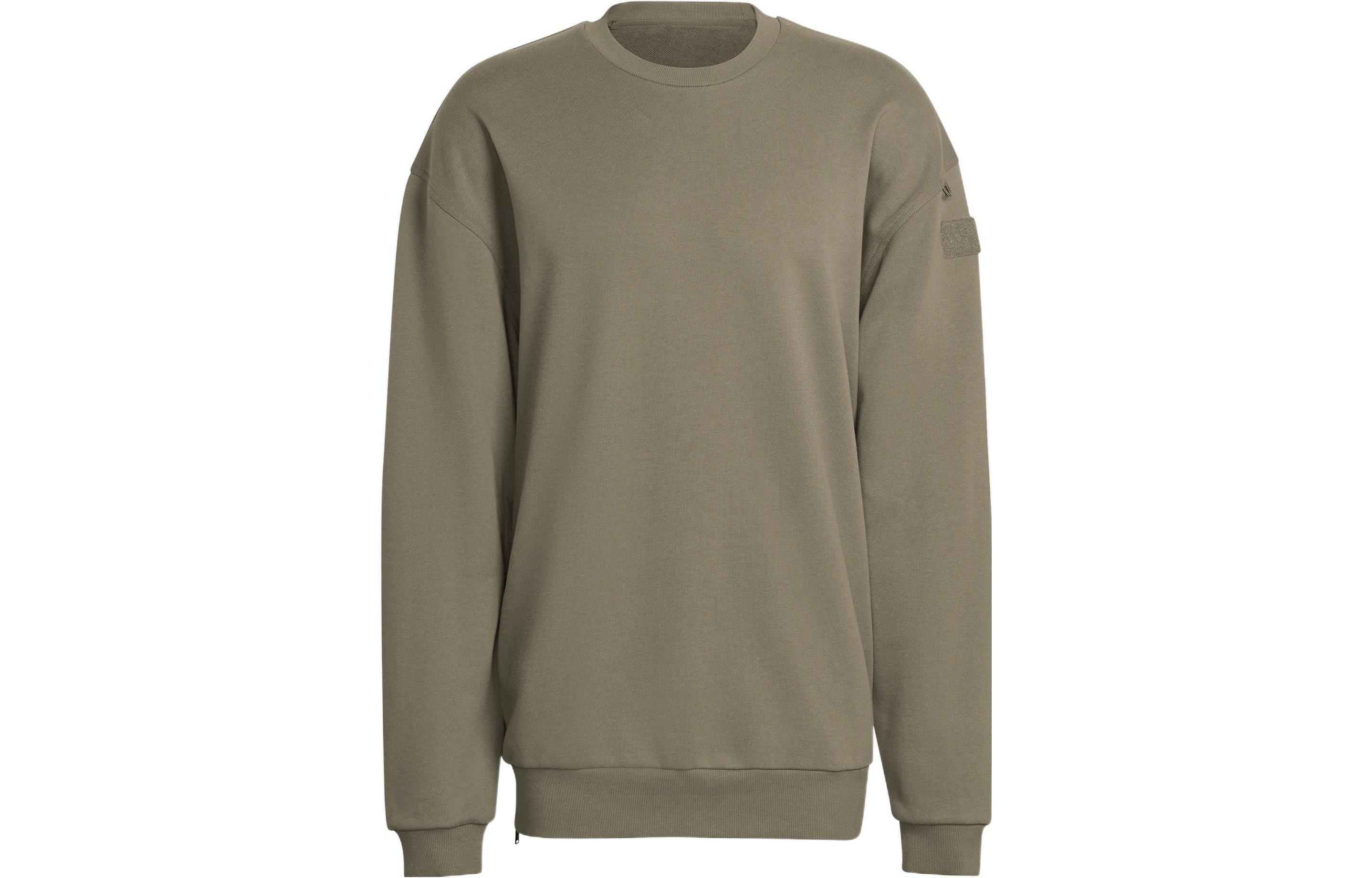 adidas Solid Color Crewneck Pullover Sweatshirt Grey Beige HG6636