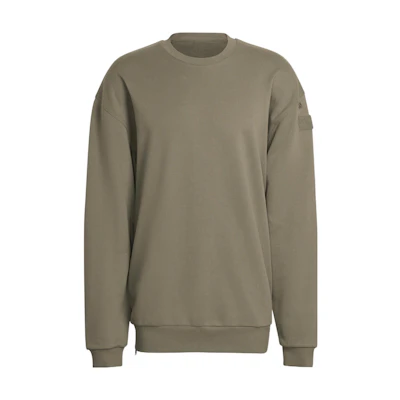 adidas Solid Color Crewneck Pullover Sweatshirt Grey Beige HG6636