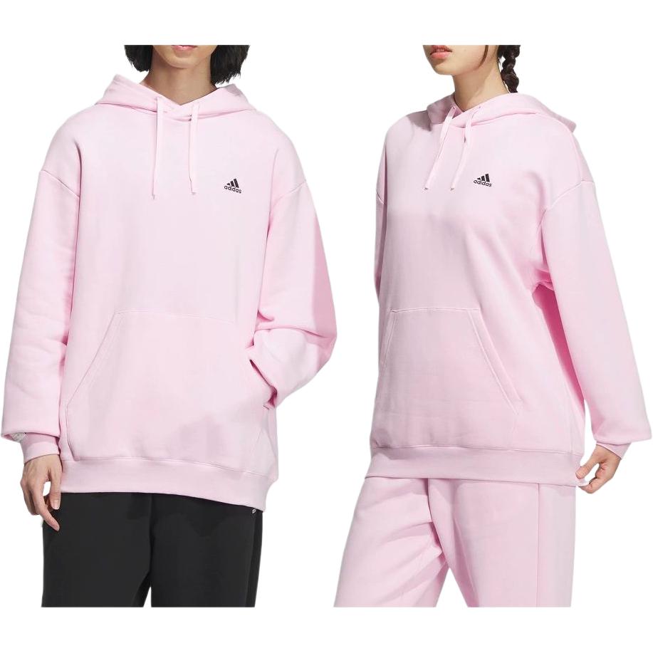adidas Solid Color Fleece Hoodie Pullover Unisex - Clear Pink IV7587 圖 4