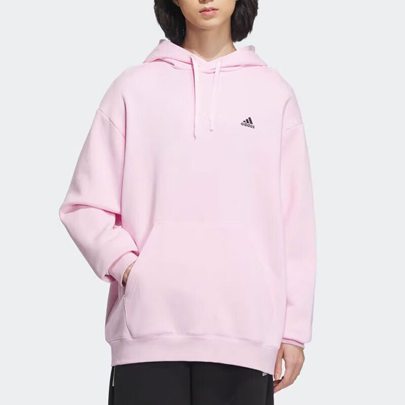 adidas Solid Color Fleece Hoodie Pullover Unisex - Clear Pink IV7587 圖 5