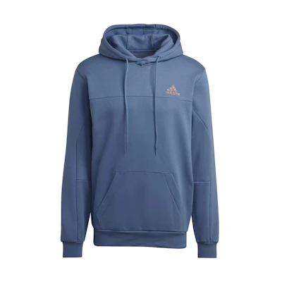 adidas Solid Color Fleece Pullover Hoodie Gray Blue HM7890