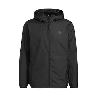 adidas Solid Color Full-Zip Hoodie Jacket - Black HE7366