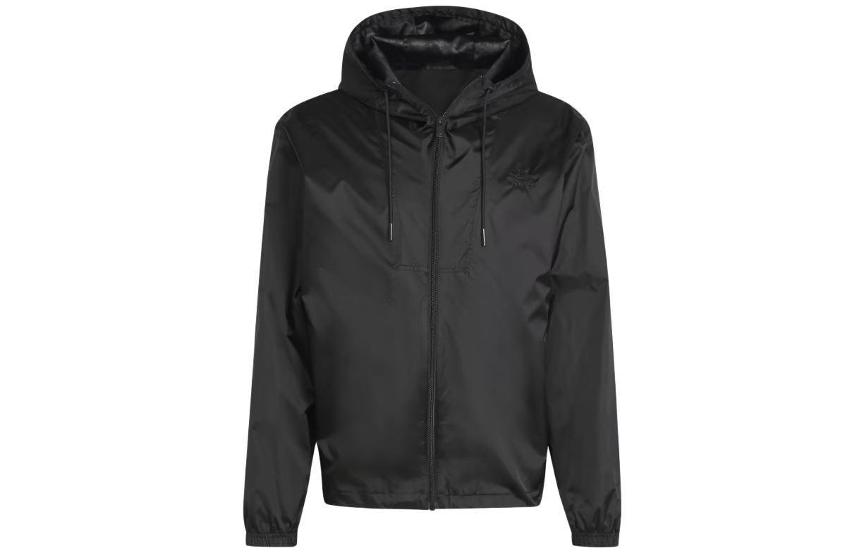 adidas Solid Color Full-Zip Hoodie Jacket Black II8161