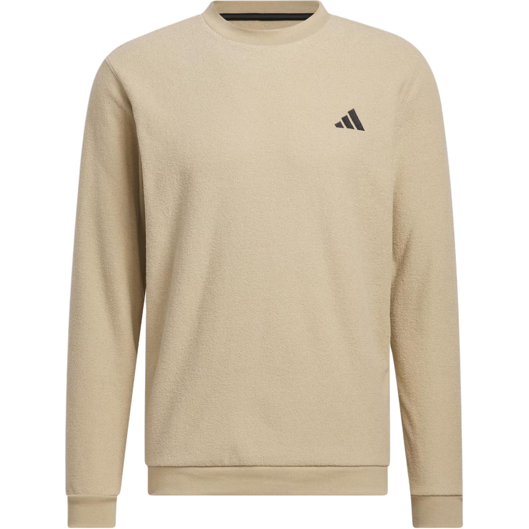 adidas Solid Color Golf Crewneck Pullover Sweatshirt Khaki HZ8145