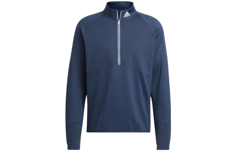 adidas Solid Color Half-Zip Logo Printed Long-Sleeve Sweatshirt - Blue HF6541
