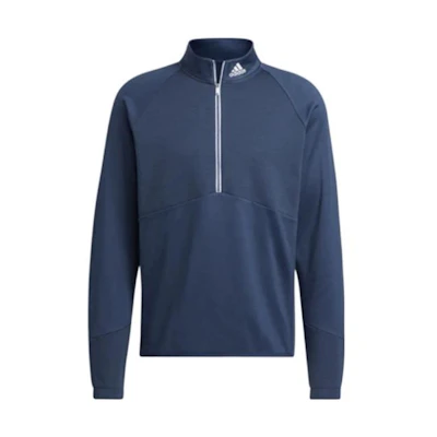 adidas Solid Color Half-Zip Logo Printed Long-Sleeve Sweatshirt - Blue HF6541