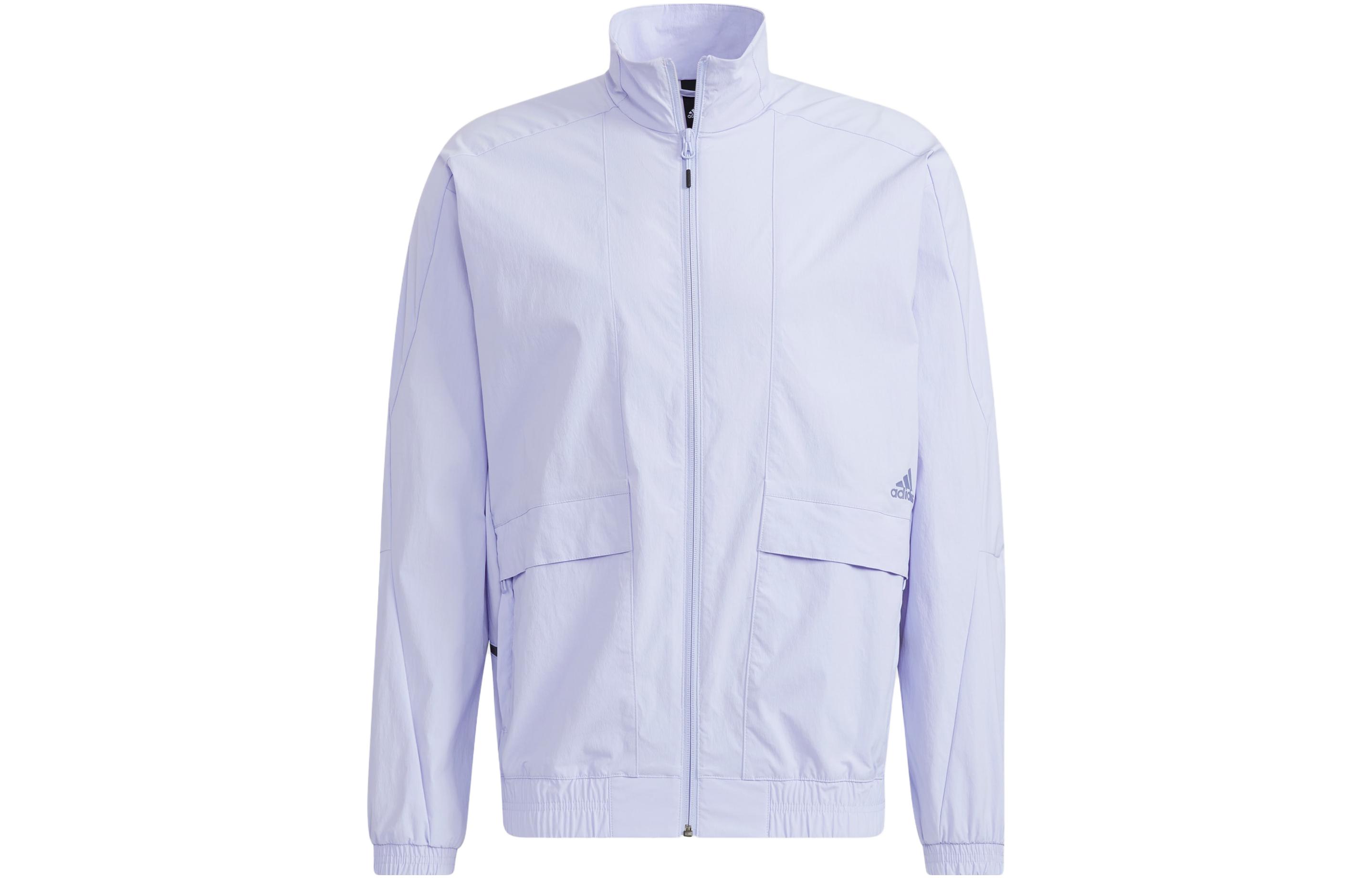 adidas Solid Color High-Neck Jacket Light Purple H40218