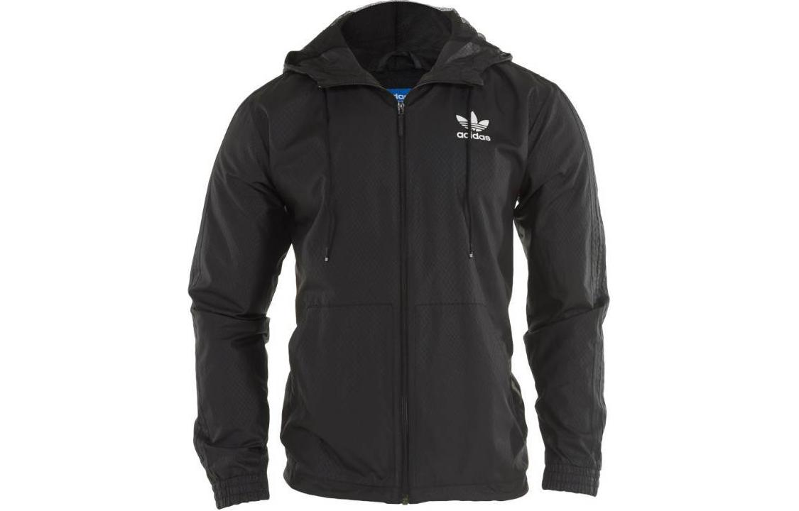 adidas Solid Color Hooded Jacket Black AB2482