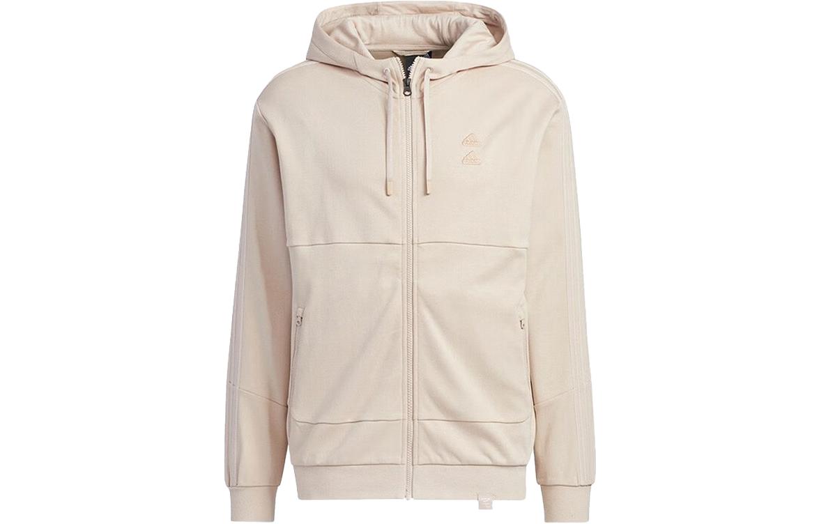 adidas Solid Color Hooded Zip-Up Casual Jacket Khaki IA6967
