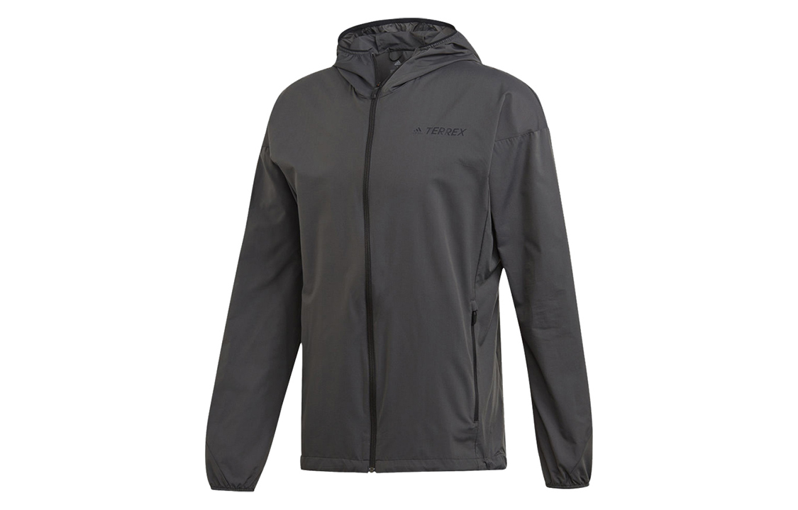 adidas Solid Color Hoodie Athletic Training Jacket - Grey DT4144