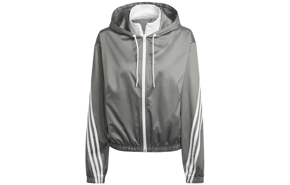 adidas Solid Color Hoodie Jacket Gray HK0529