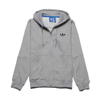 adidas Solid Color Hoodie Jacket Long Sleeve Gray X53001