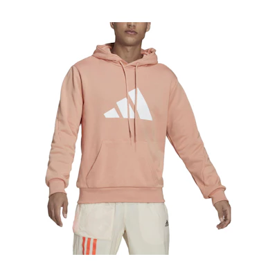 adidas Solid Color Hoodie with Logo Print - Orange H39805
