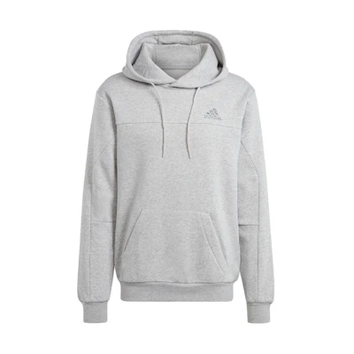 adidas Solid Color Hoodie with Ribbed Cuffs and Kangaroo Pocket Grey HC5869