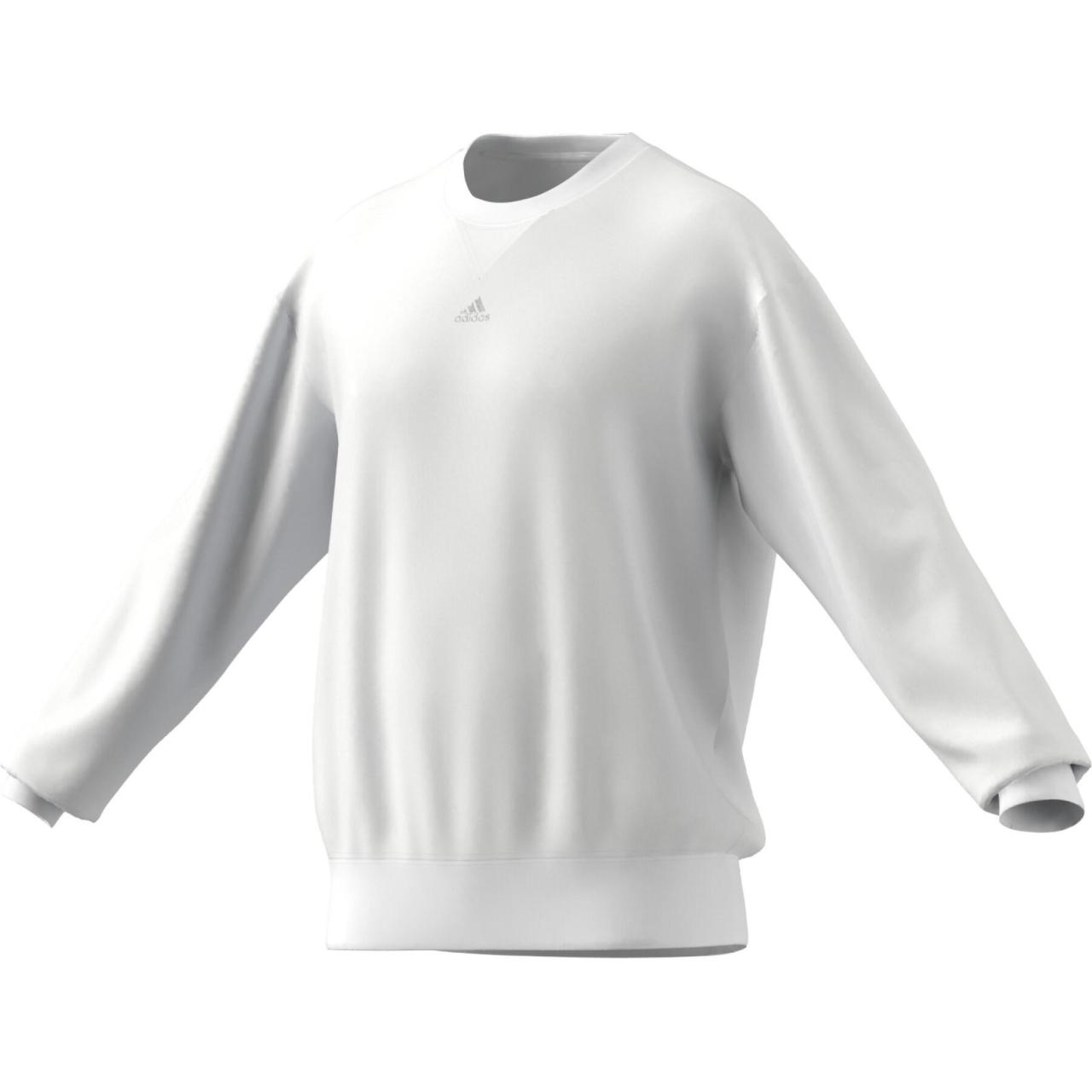 adidas Solid Color Logo Crewneck Long Sleeve Sweatshirt White IC9805