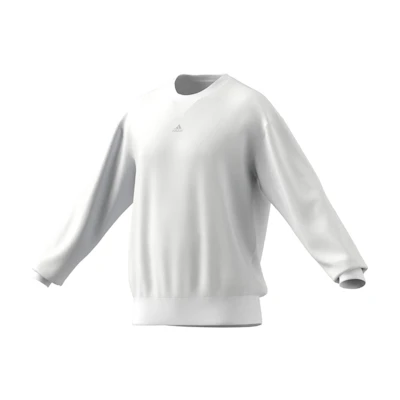 adidas Solid Color Logo Crewneck Long Sleeve Sweatshirt White IC9805
