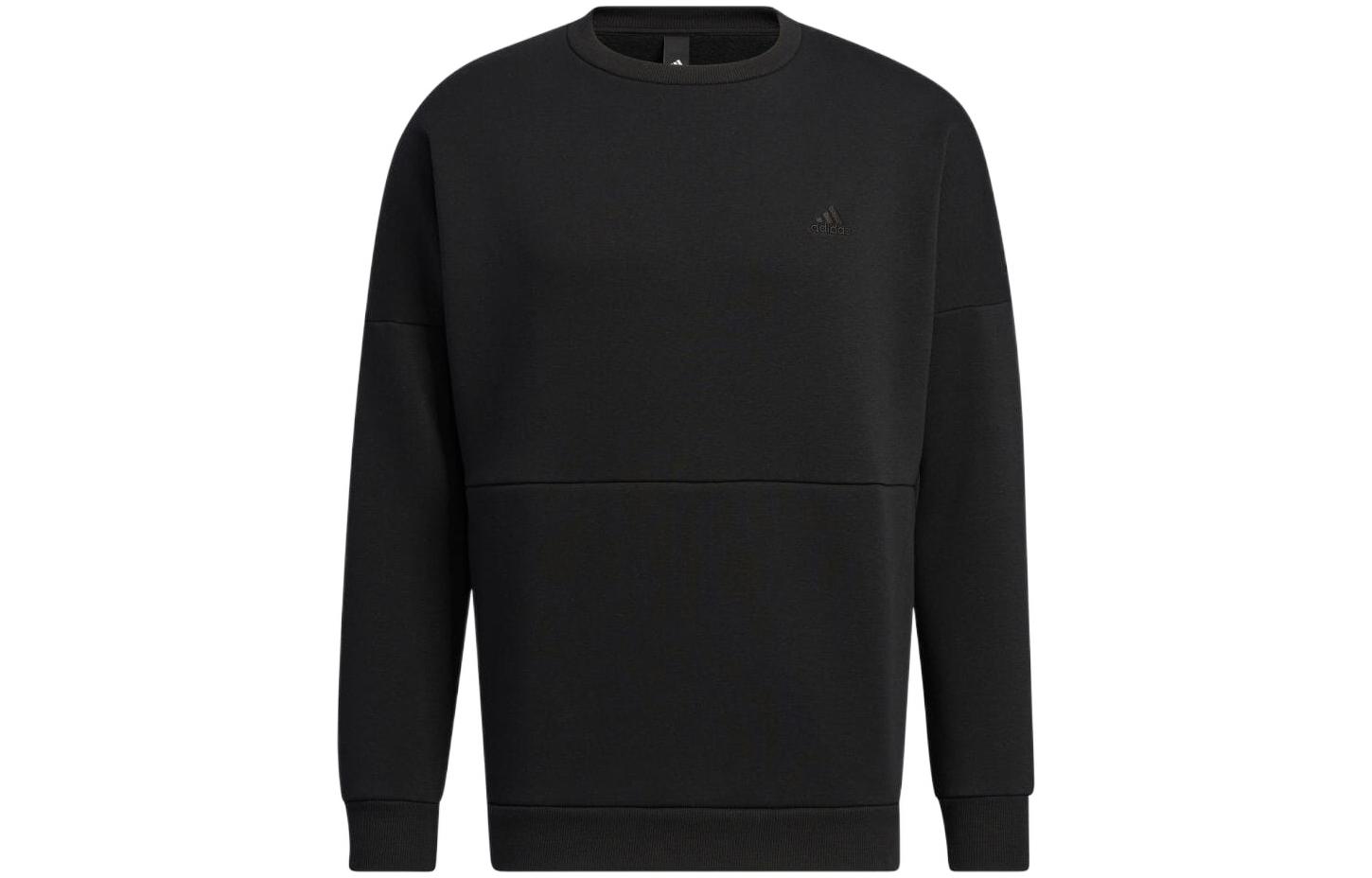 adidas Solid Color Logo Crewneck Sweatshirt Unisex Black HM2688