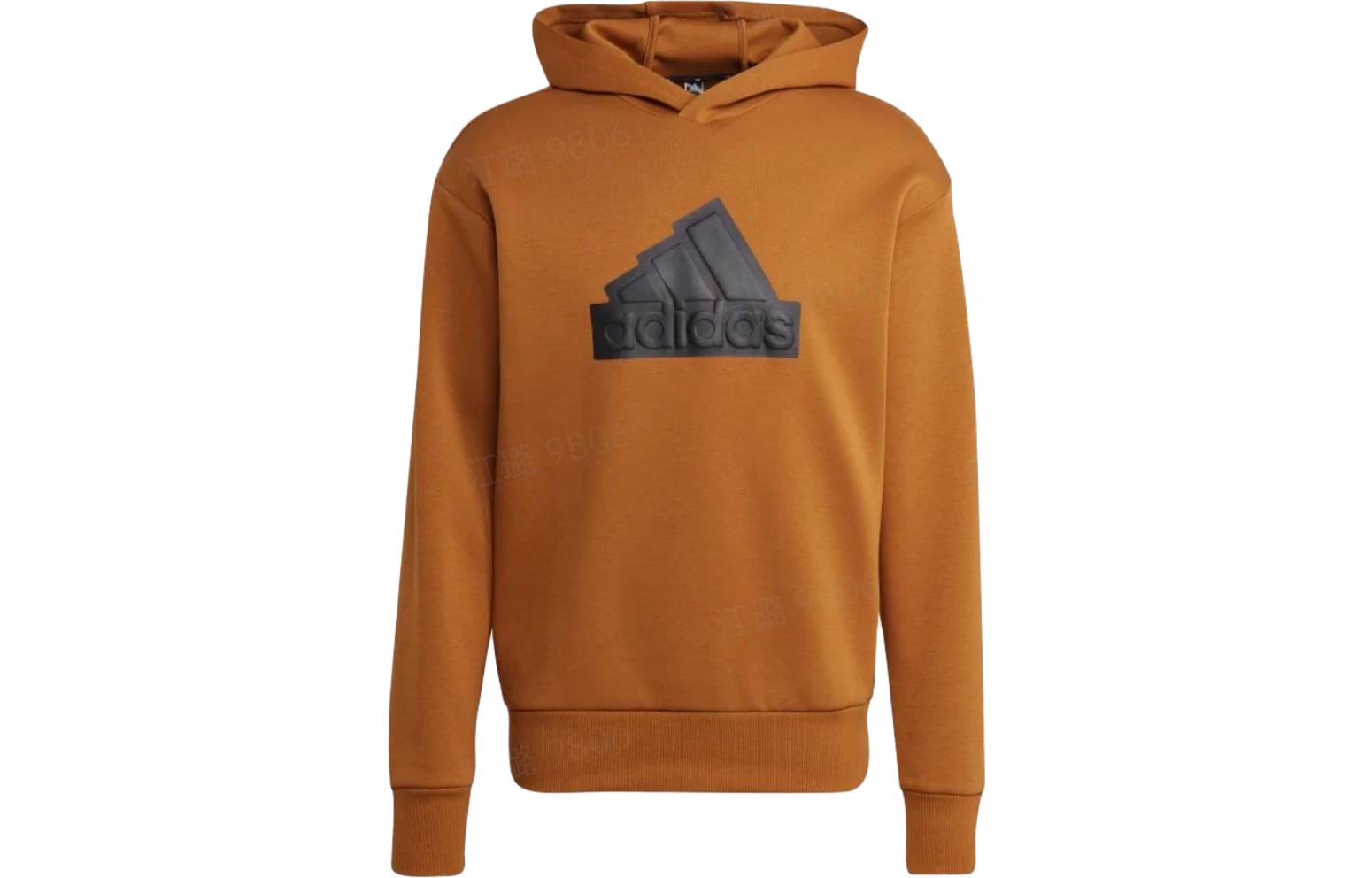 adidas Solid Color Logo Hoodie Brown IC3748