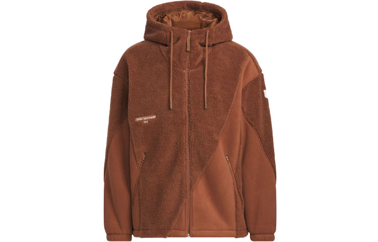 adidas Solid Color Logo Patch Loose-Fit Sports Casual Jacket IP4975