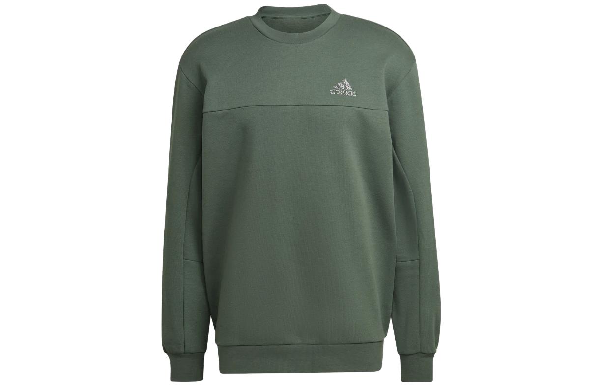 adidas Solid Color Logo Print Crewneck Sweatshirt Green () HM7888