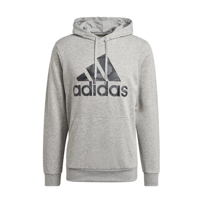 adidas Solid Color Logo Print Drawstring Hoodie Grey GL0020