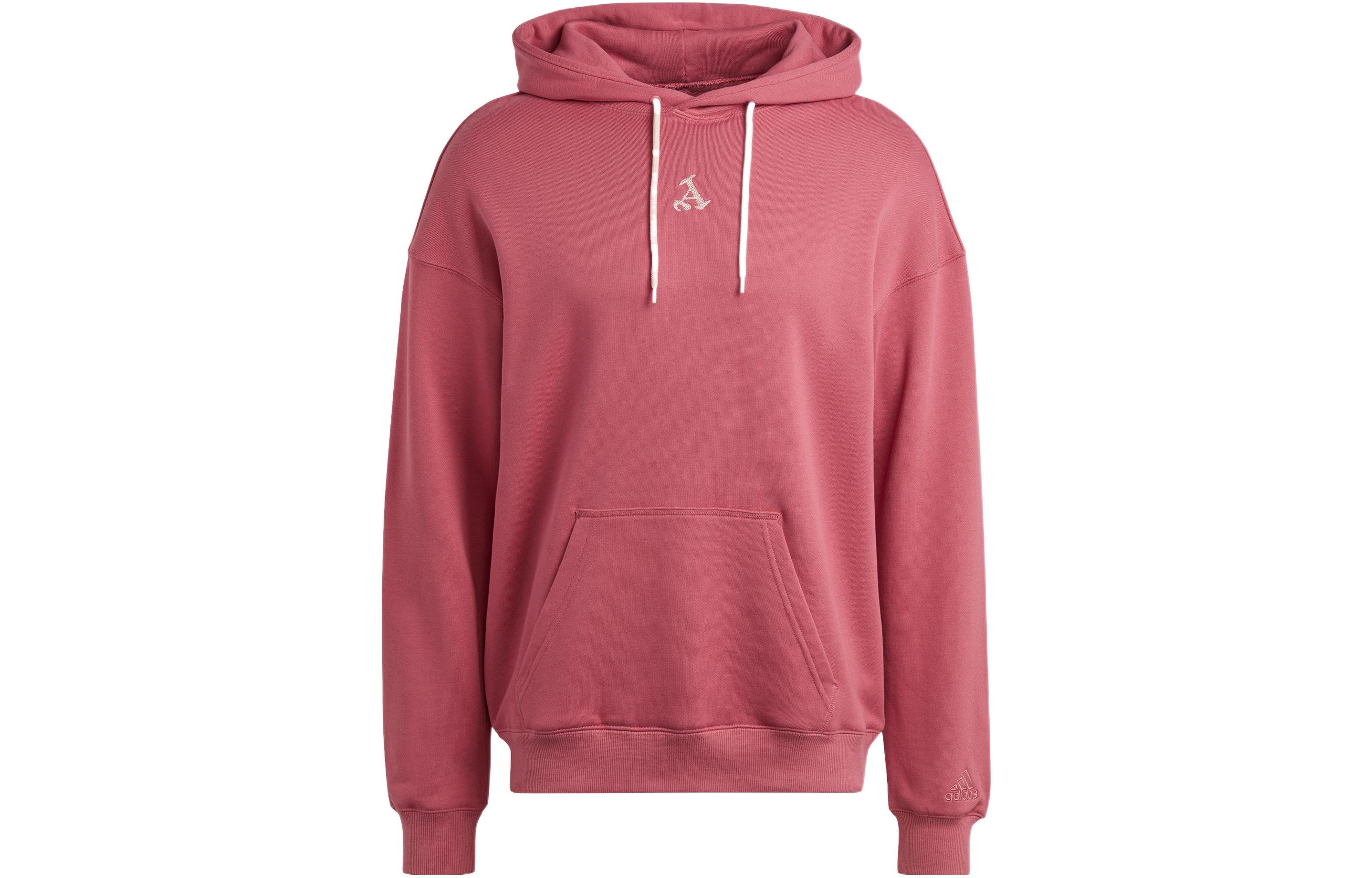 adidas Solid Color Logo Pullover Hoodie Rock Pink HT4457