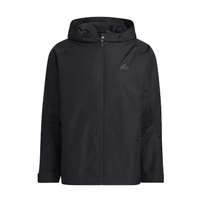 adidas Solid Color Logo Zip-Up Hoodie Jacket - Black HY5831