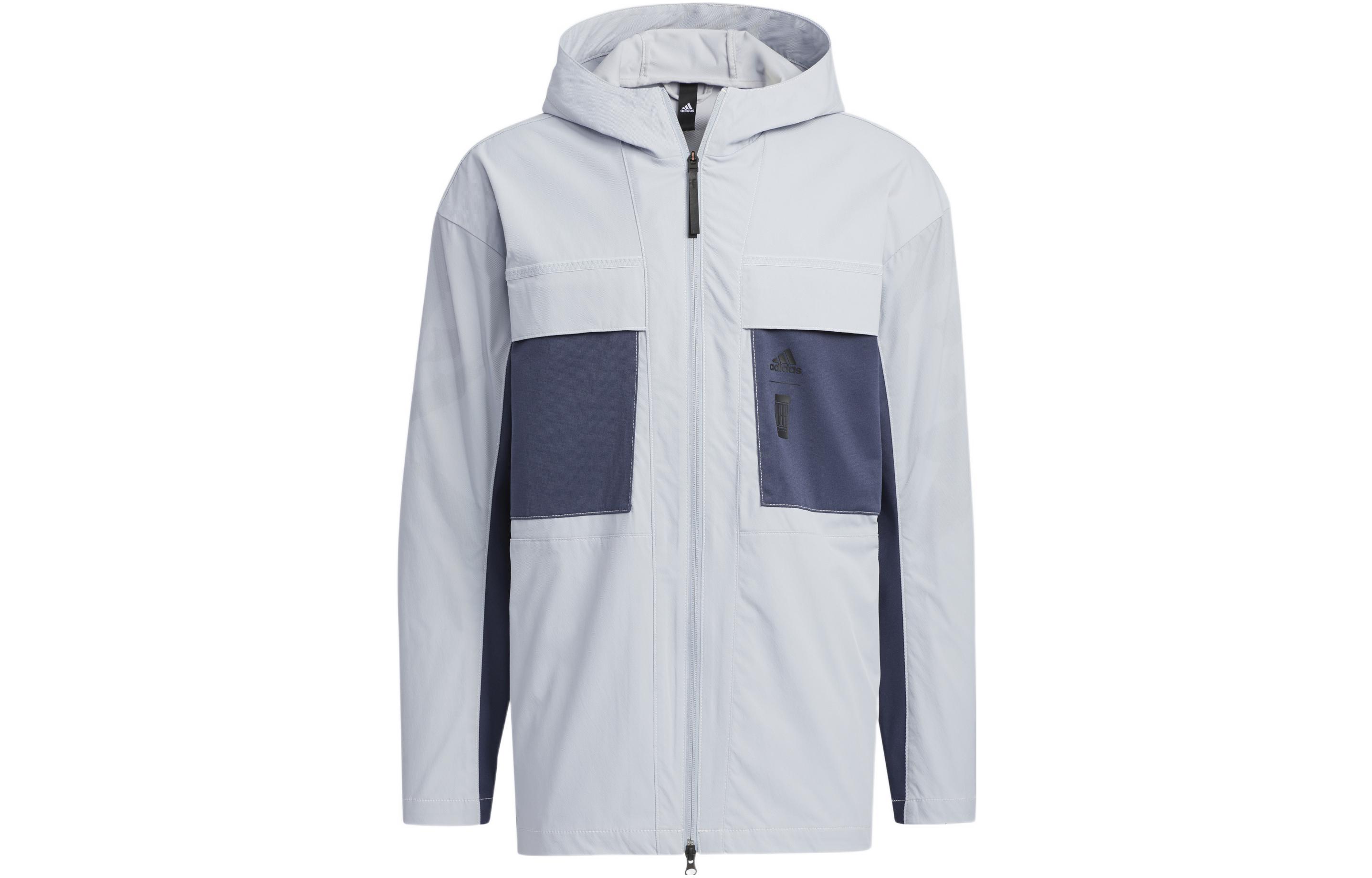 adidas Solid Color Navy Blue Zip-Up Hoodie Jacket HE5134