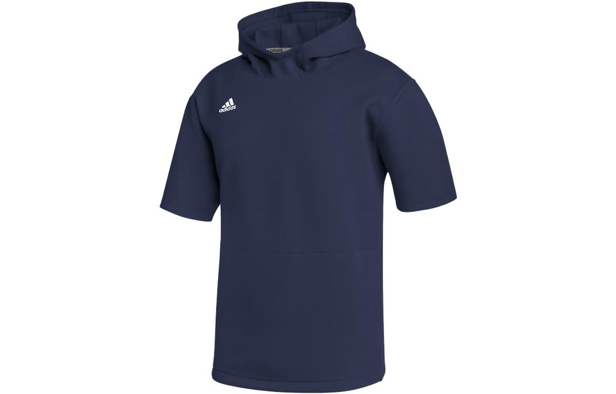 adidas Solid Color Navy Short Sleeve Hoodie HF6266