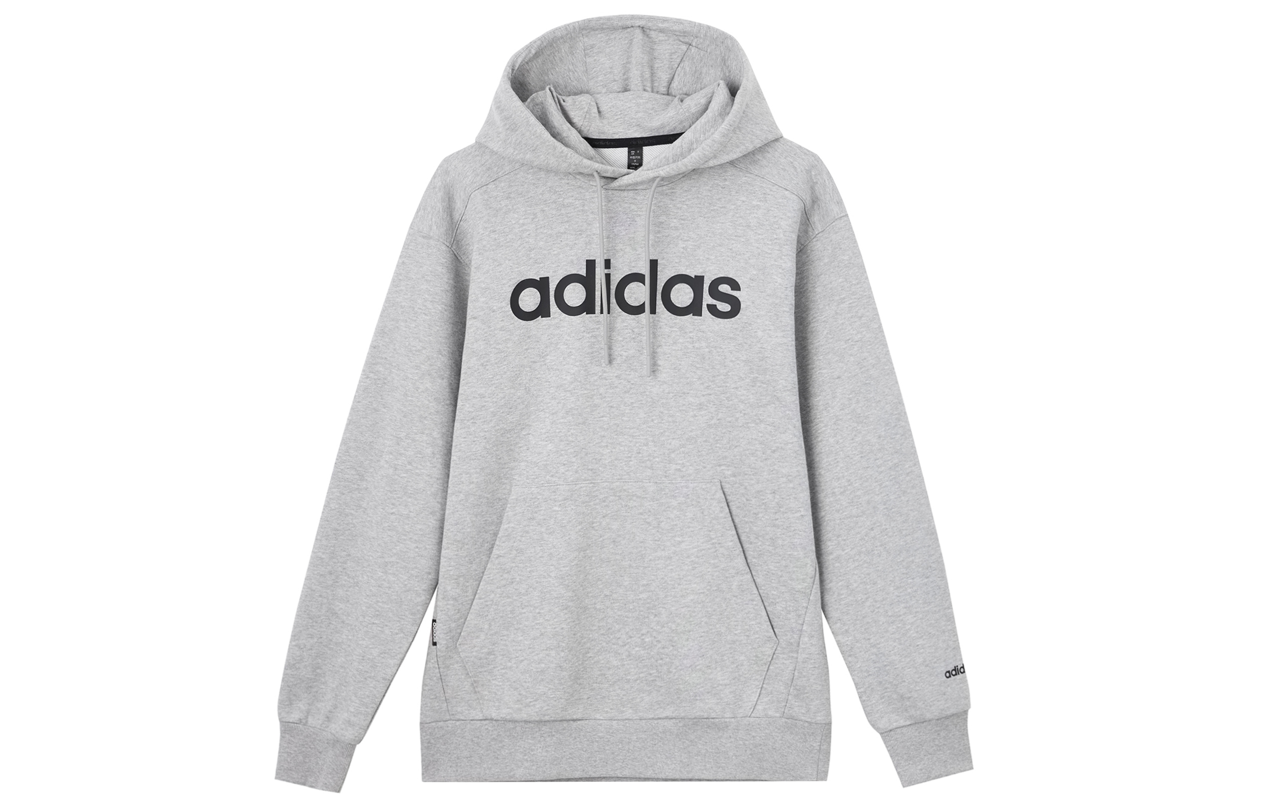 adidas Solid Color Pullover Hoodie Gray Long Sleeve Casual Sweater JF3321